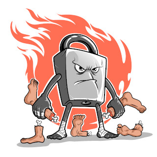 Leglock BJJ Shirt – Comic Vorhangschloss mit abgerissenen Füßen – Submission Grappling Design aus Wien